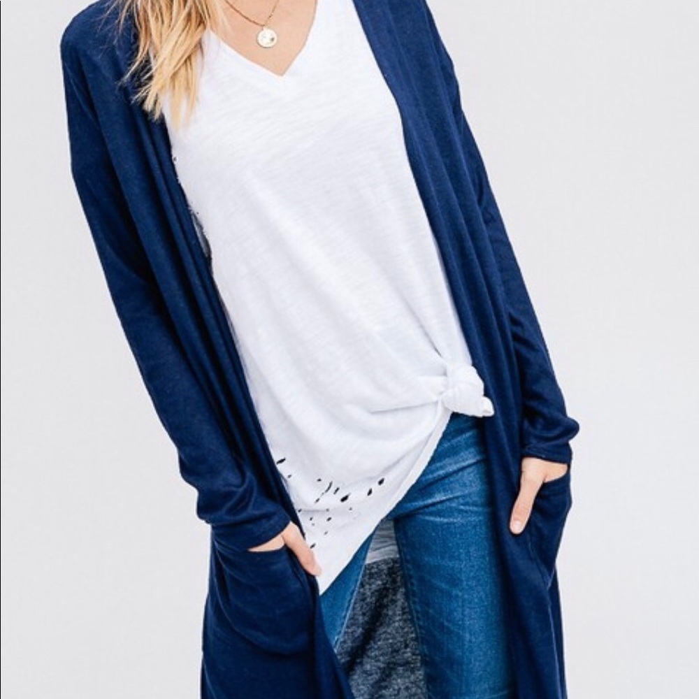 Open Front Long Line Cardigan - Picture 3 of 5